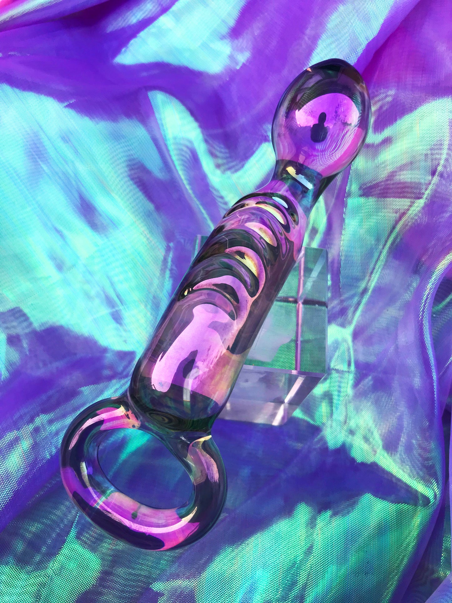 G-spot holographic glass dildo