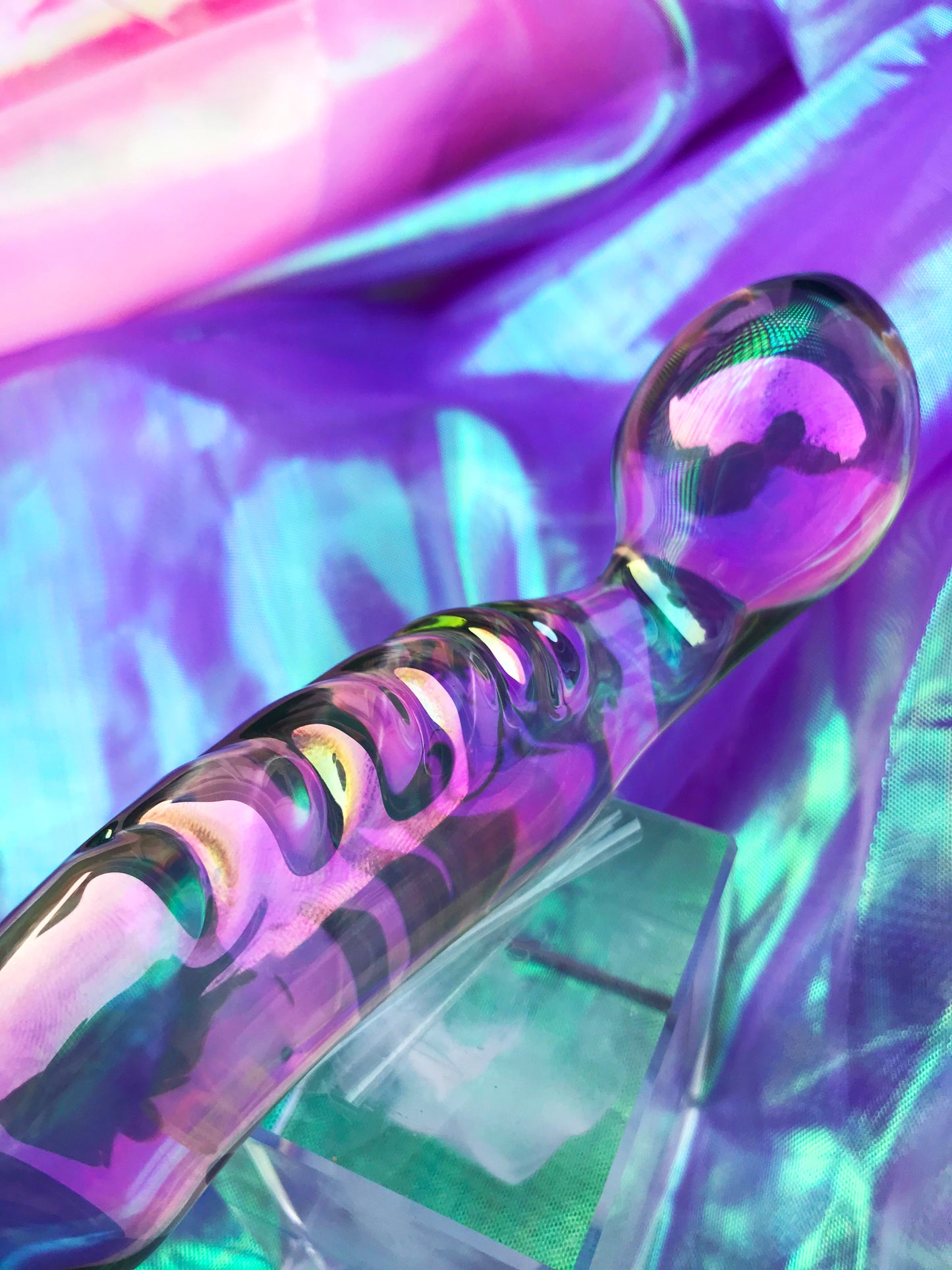 G-spot holographic glass dildo