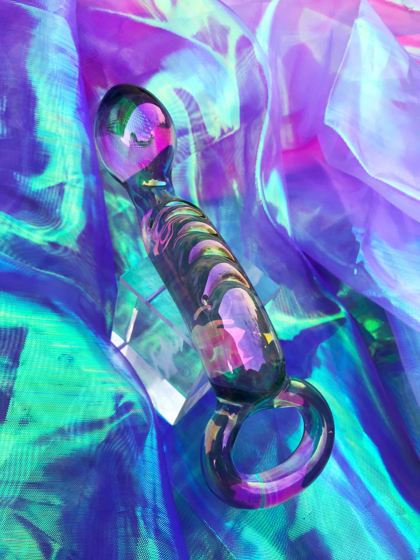 G-spot holographic glass dildo