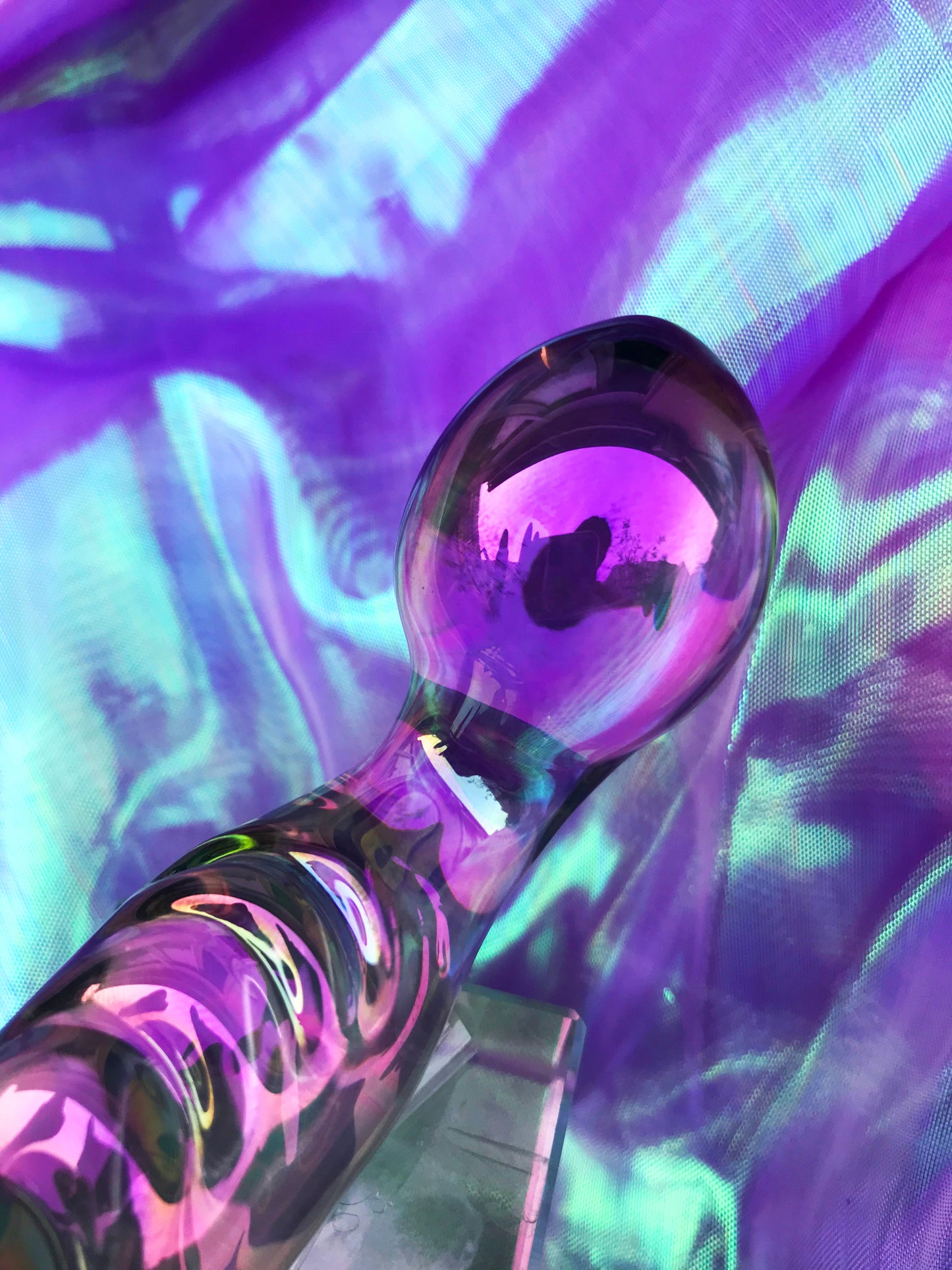 G-spot holographic glass dildo