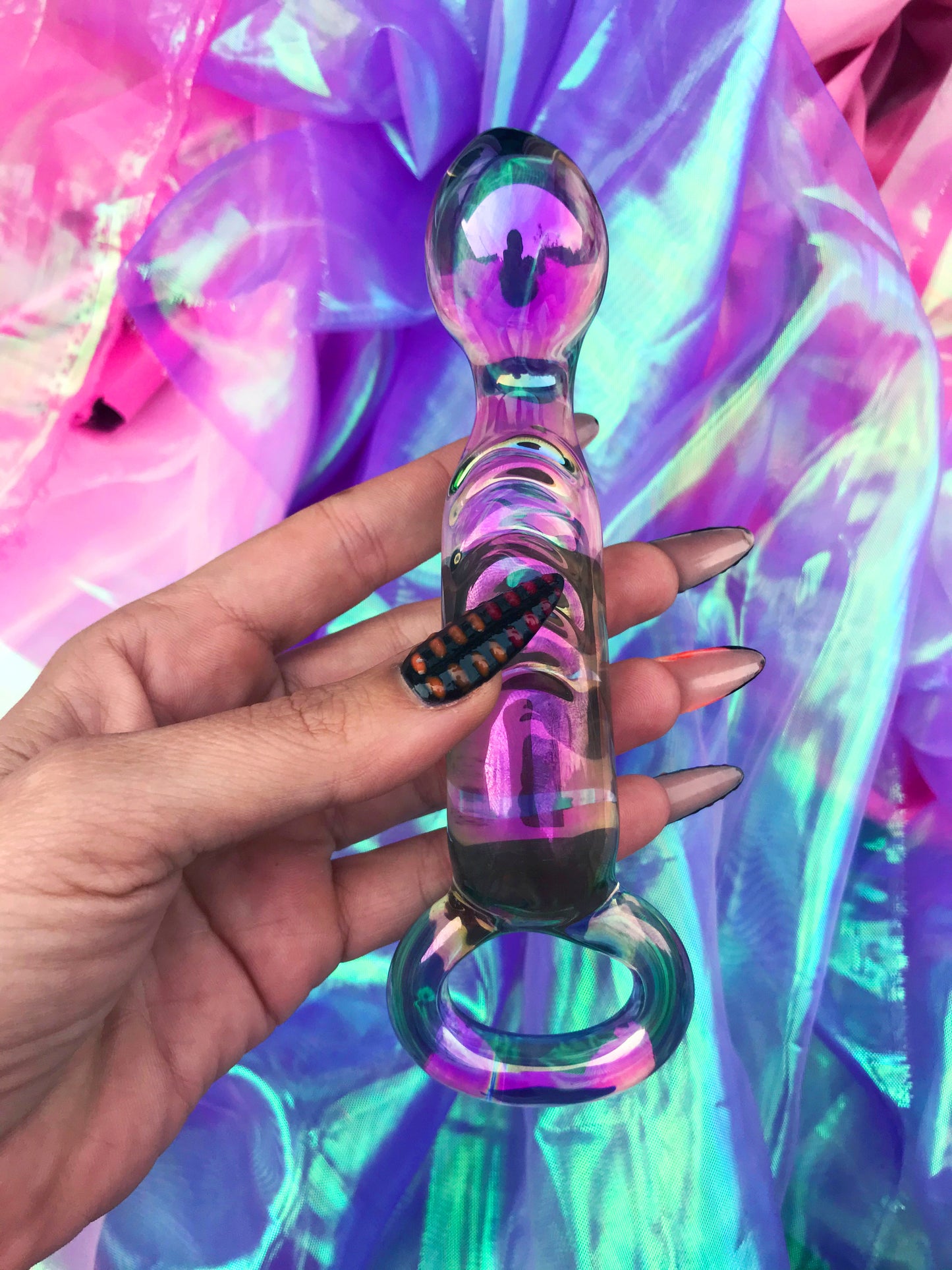 G-spot holographic glass dildo