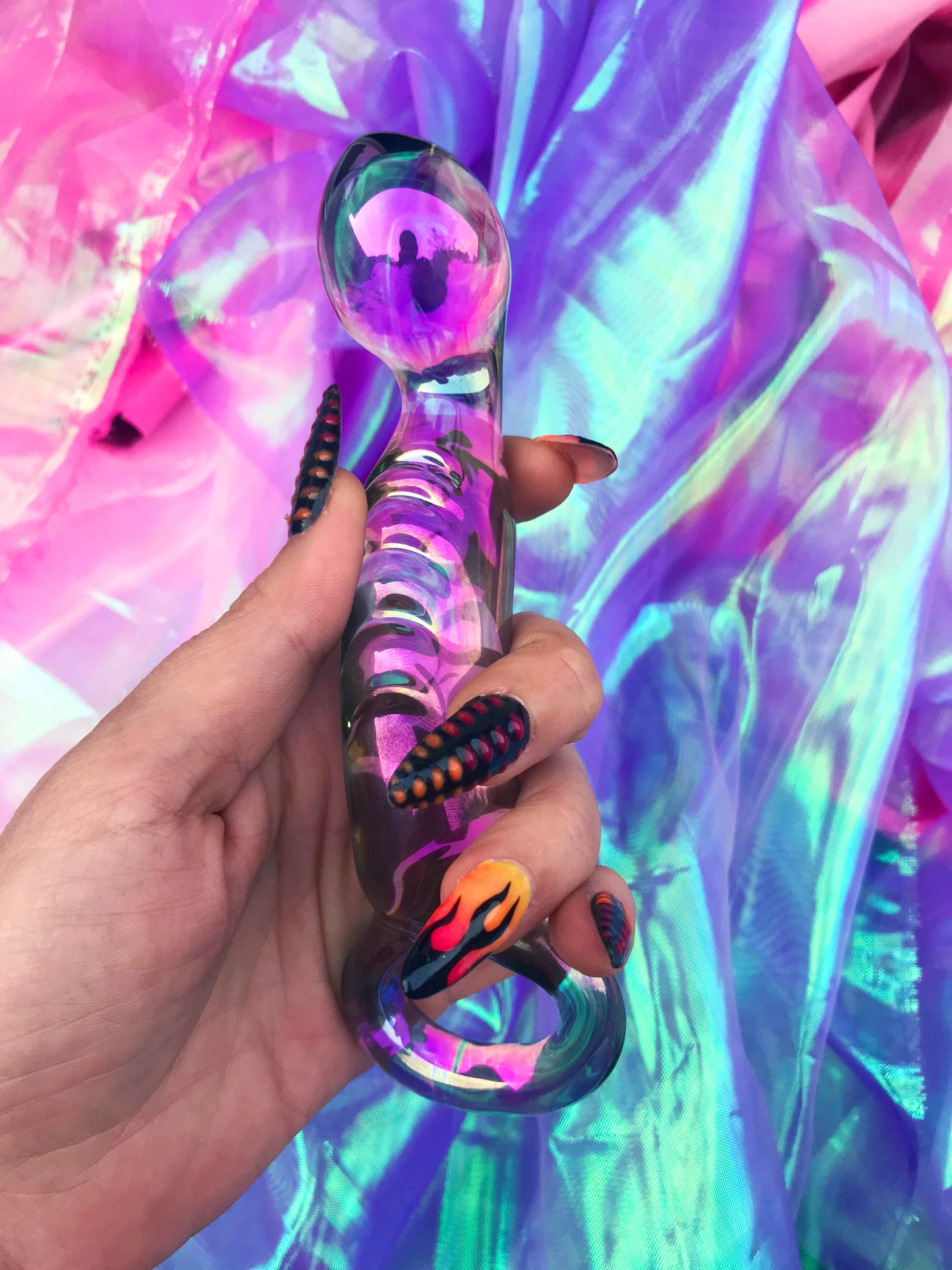 G-spot holographic glass dildo