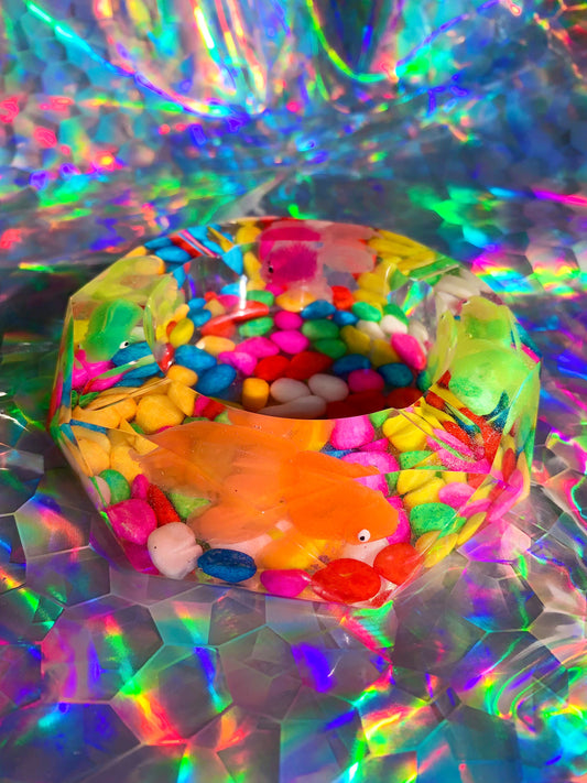Pretty fish tank rainbow resin ashtray for stoner girls