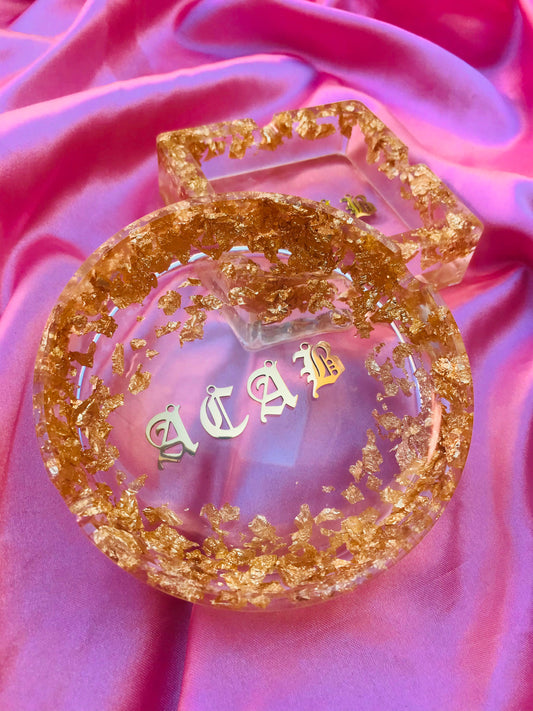 Gold ACAB resin ashtray for stoner girls