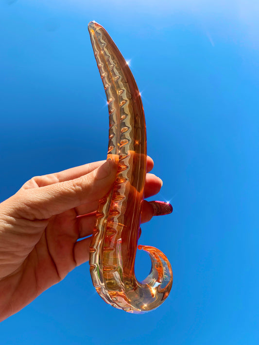 Luxurious golden glass tentacle dildo