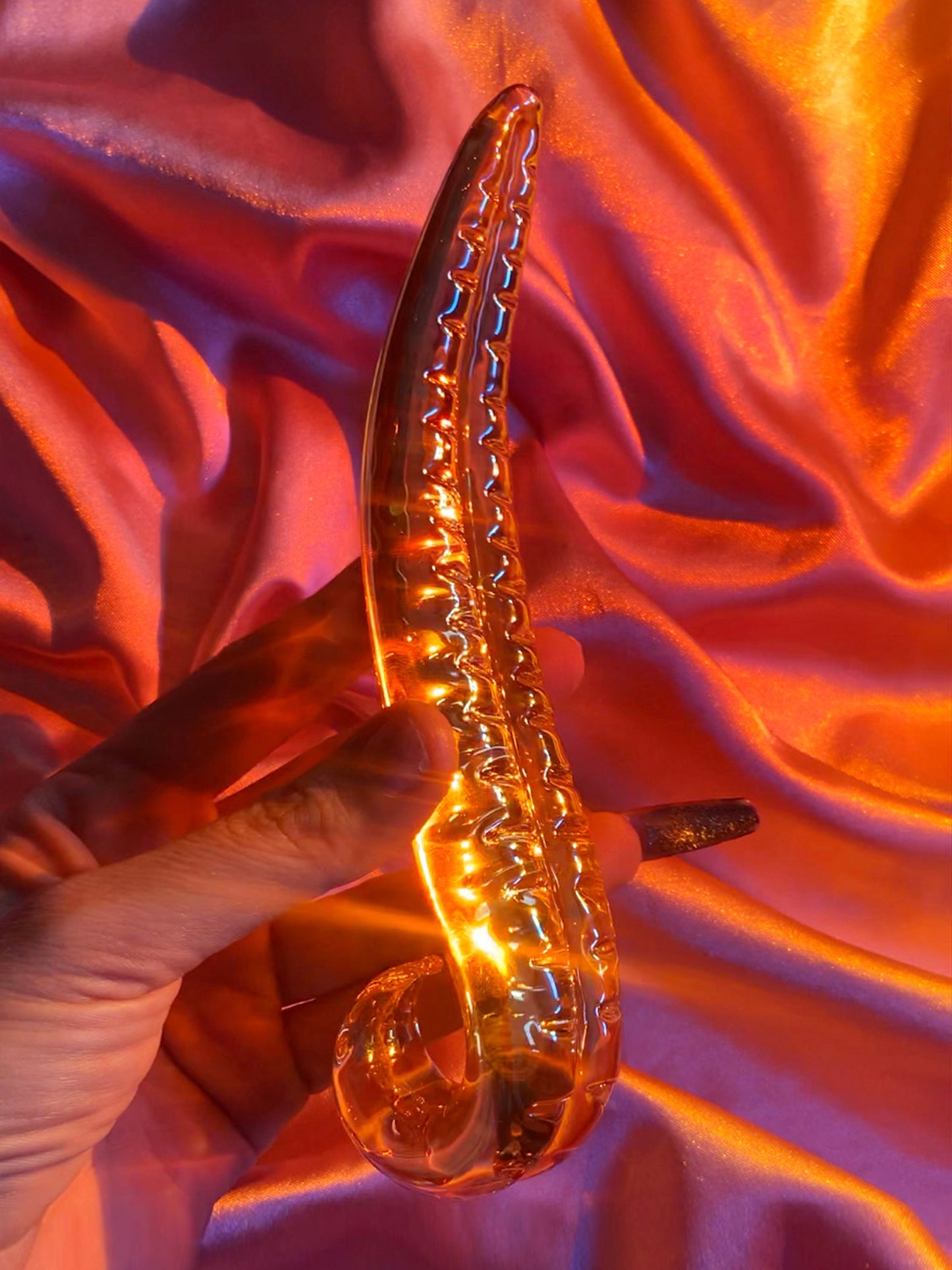 Luxurious golden glass tentacle dildo