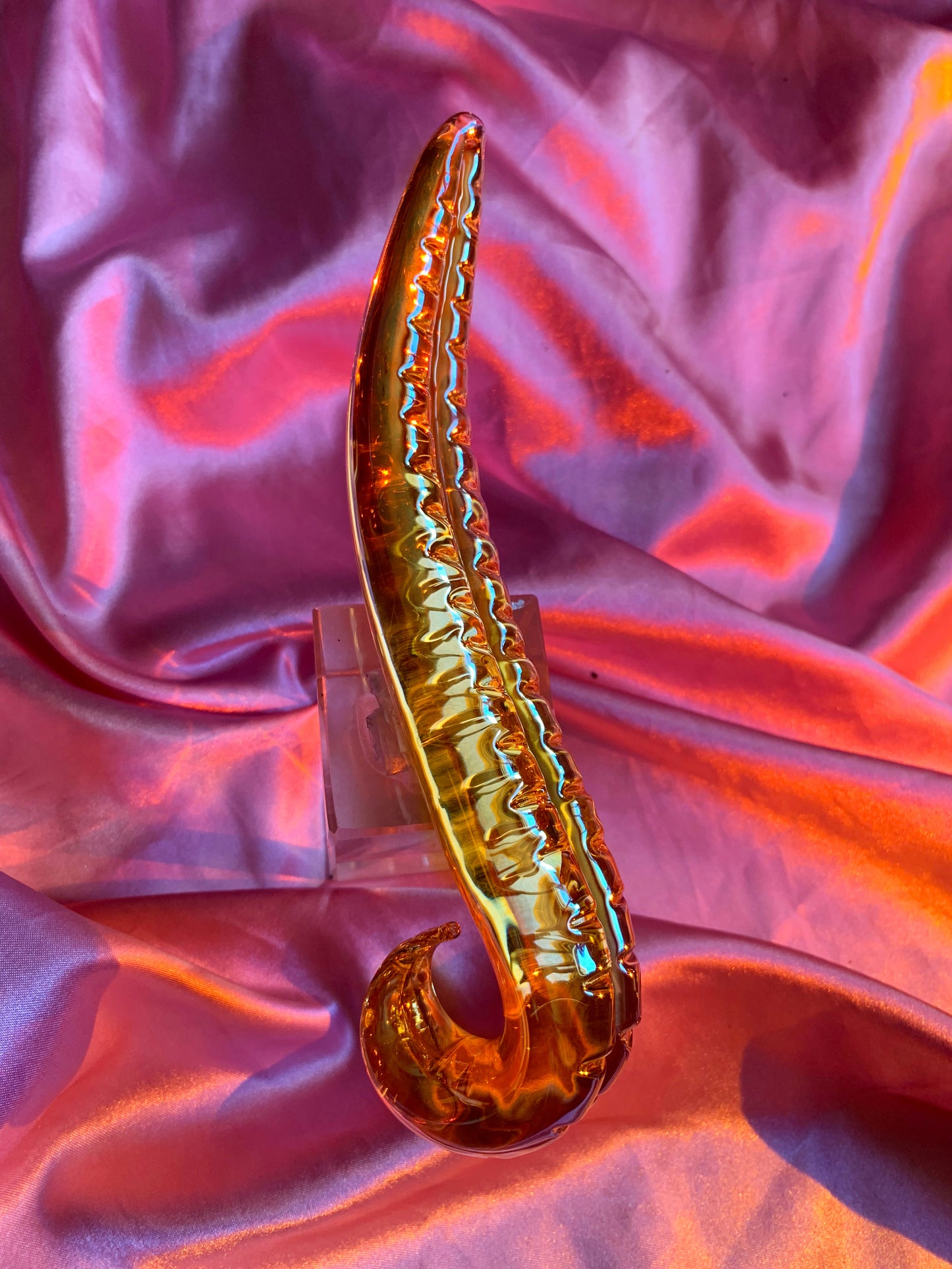 Luxurious golden glass tentacle dildo
