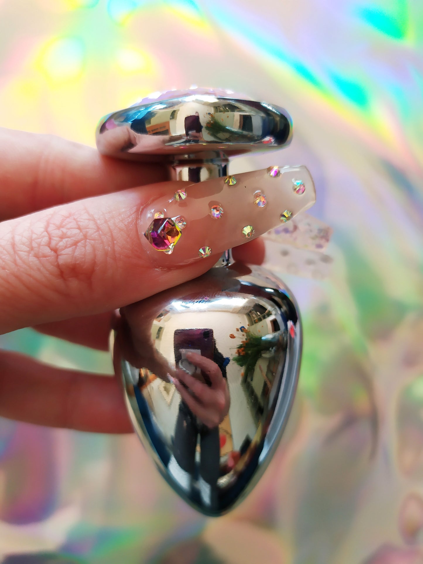Heart shaped pink jewel butt plug. Black or silver stainless steel butt plug.
