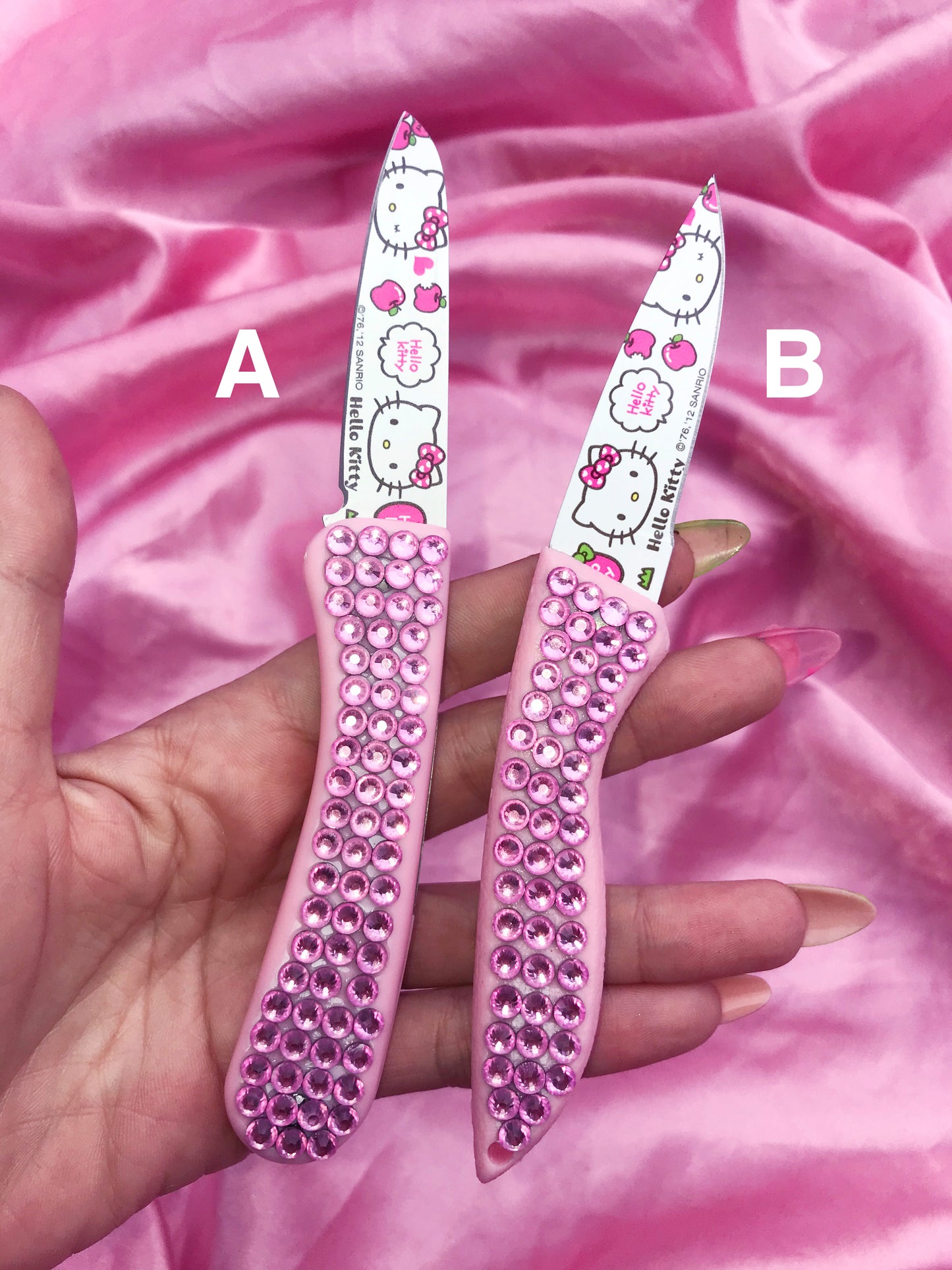 Hello Kitty pink Y2K knife made with shiny rhinestones