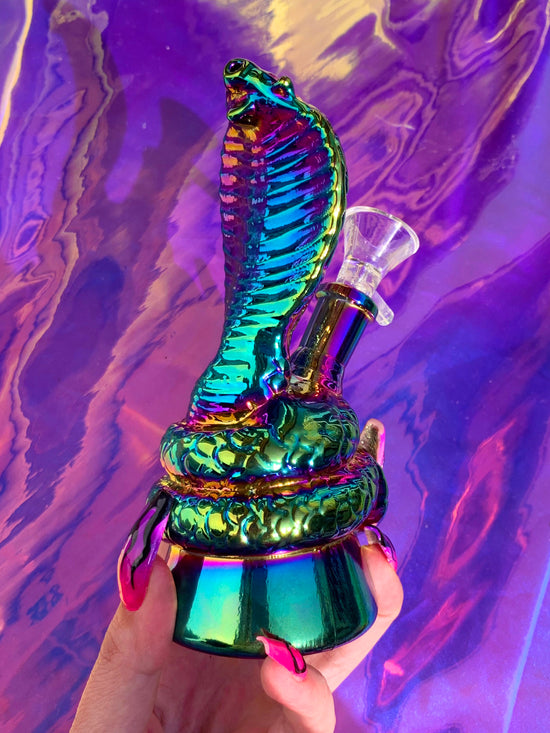 Rainbow cobra shaped glass bong for stoner girls