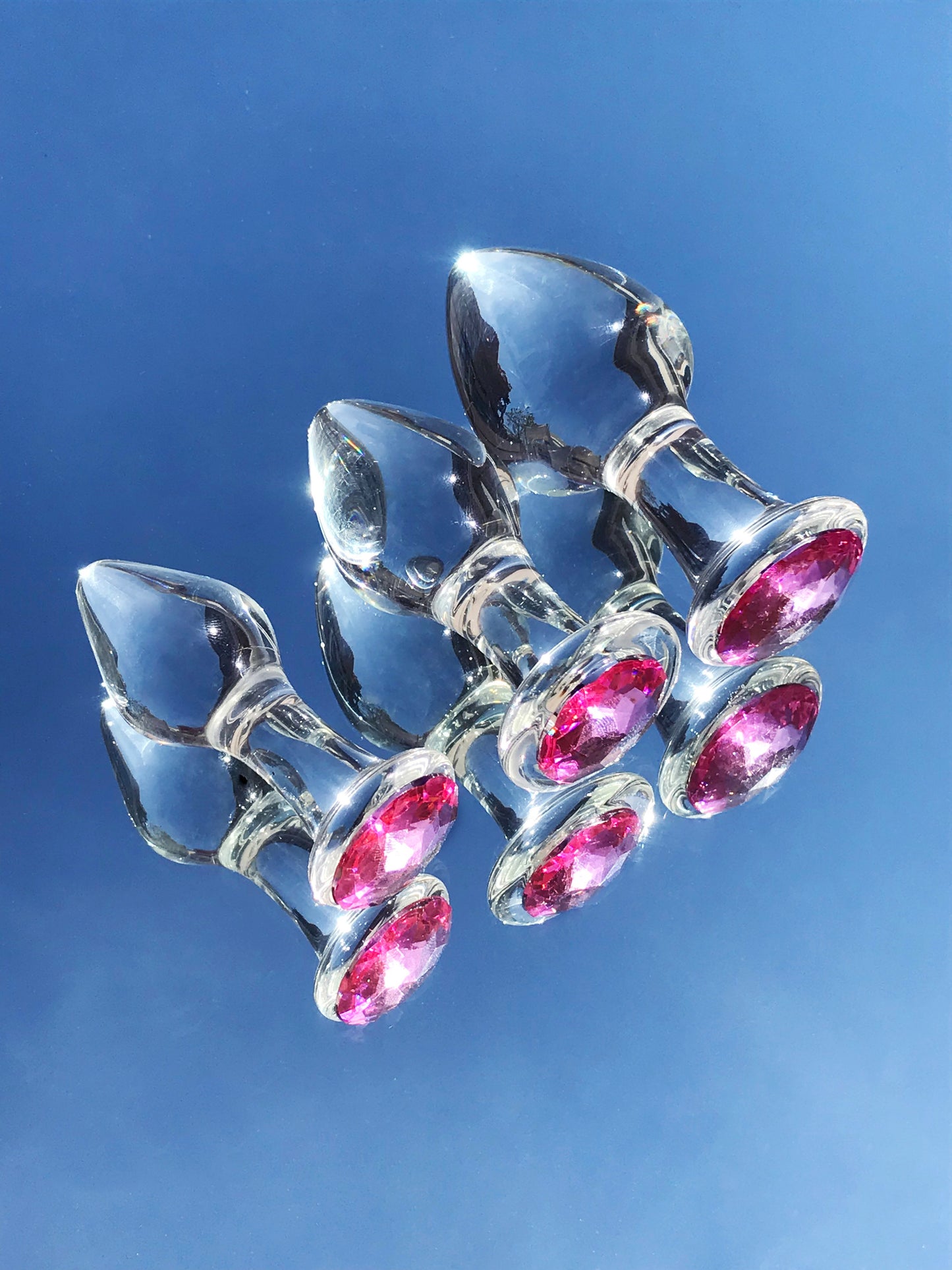 Pink diamond glass butt plugs. S/M/L Sizes