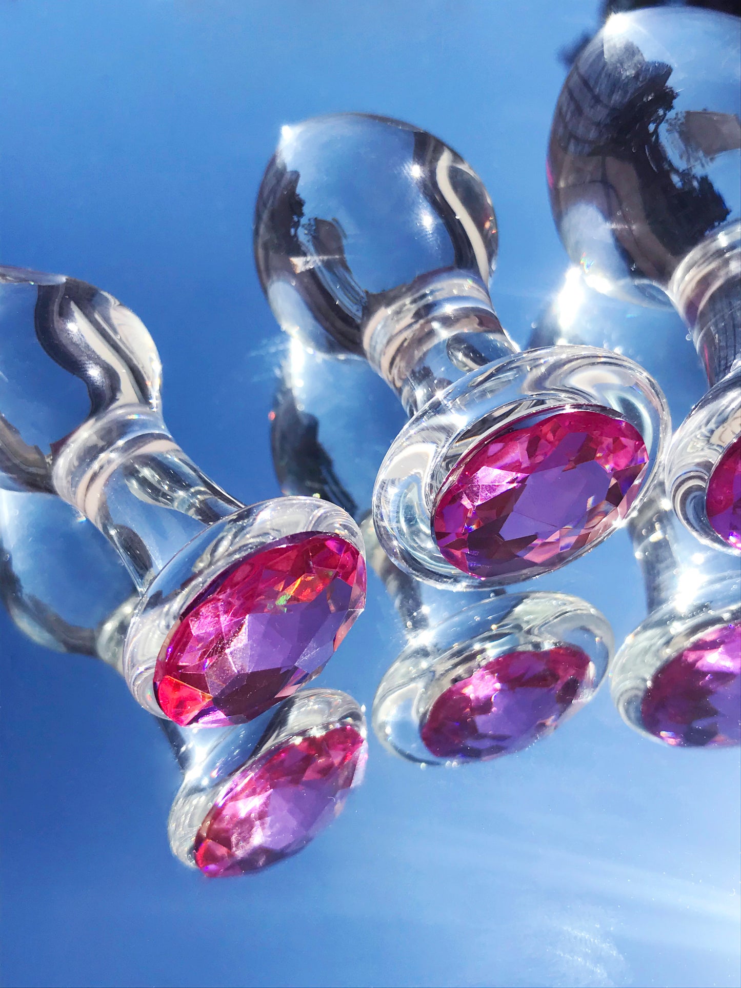 Pink diamond glass butt plugs. S/M/L Sizes