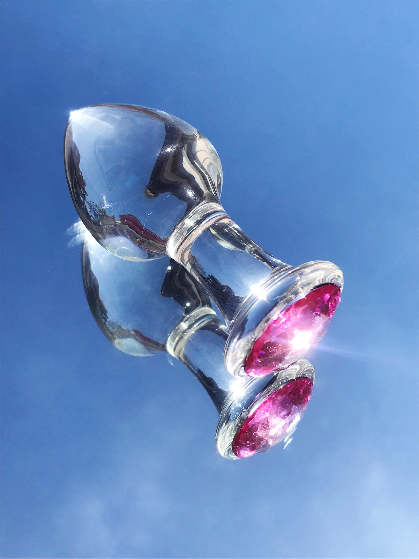 Pink diamond glass big butt plug