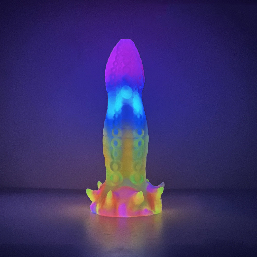 Glow in the dark silicone dragon dildo with suction cup