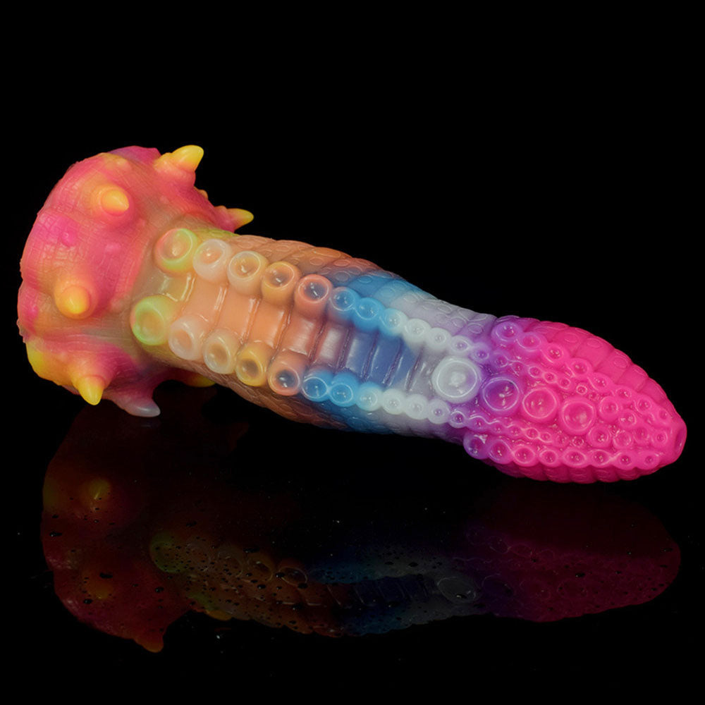 Glow in the dark silicone dragon dildo with suction cup