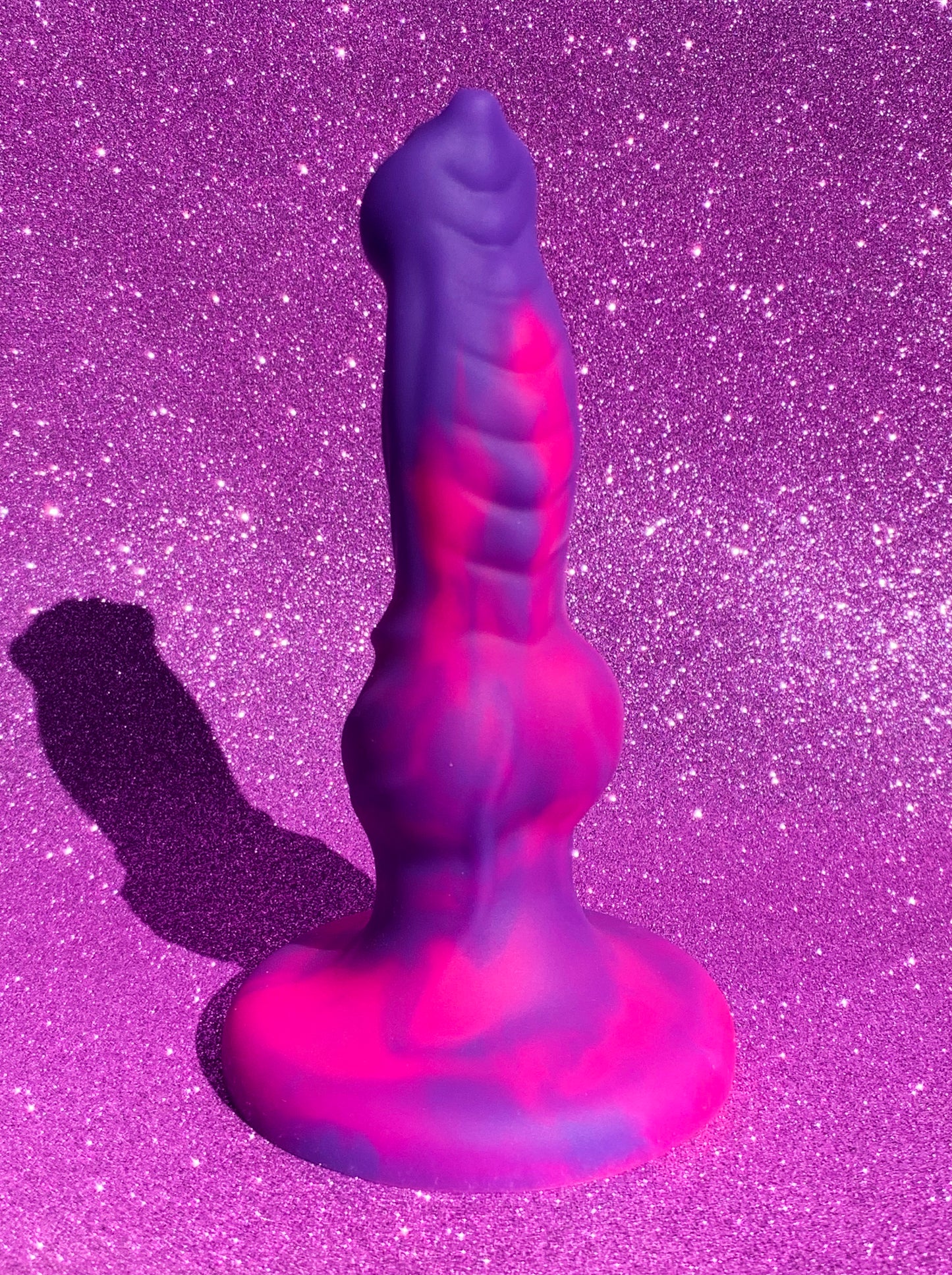 Pink & purple fantasy monster dildo with suction cup