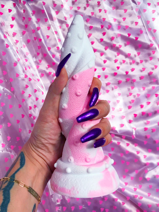 Pink & white kawaii tentacle dildo with suction cup