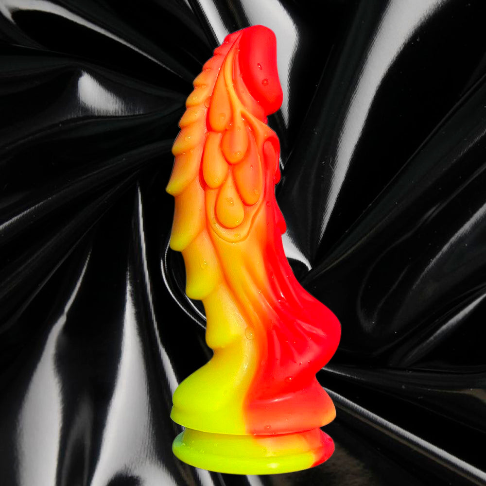 Big red and yellow dragon silicone dildo with strong suction cup