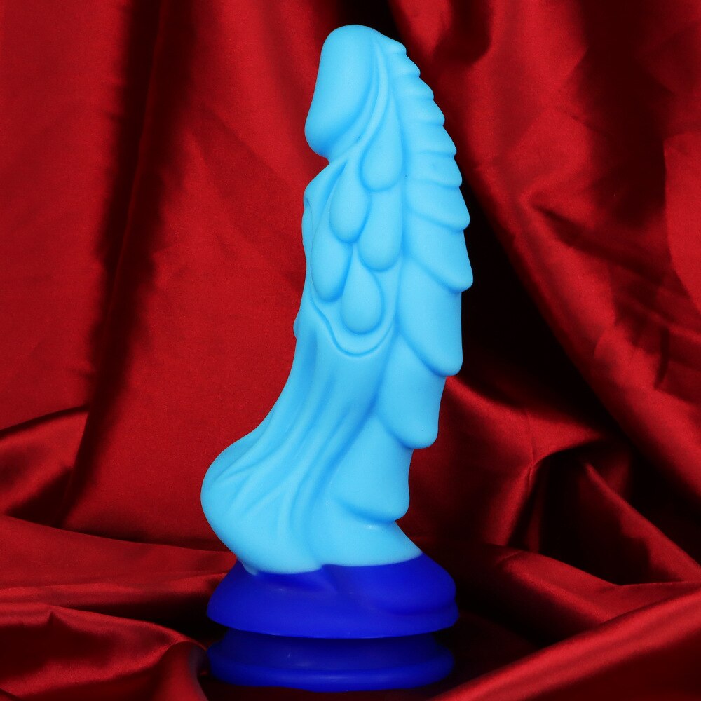 Big dragon blue silicone dildo with strong suction cup