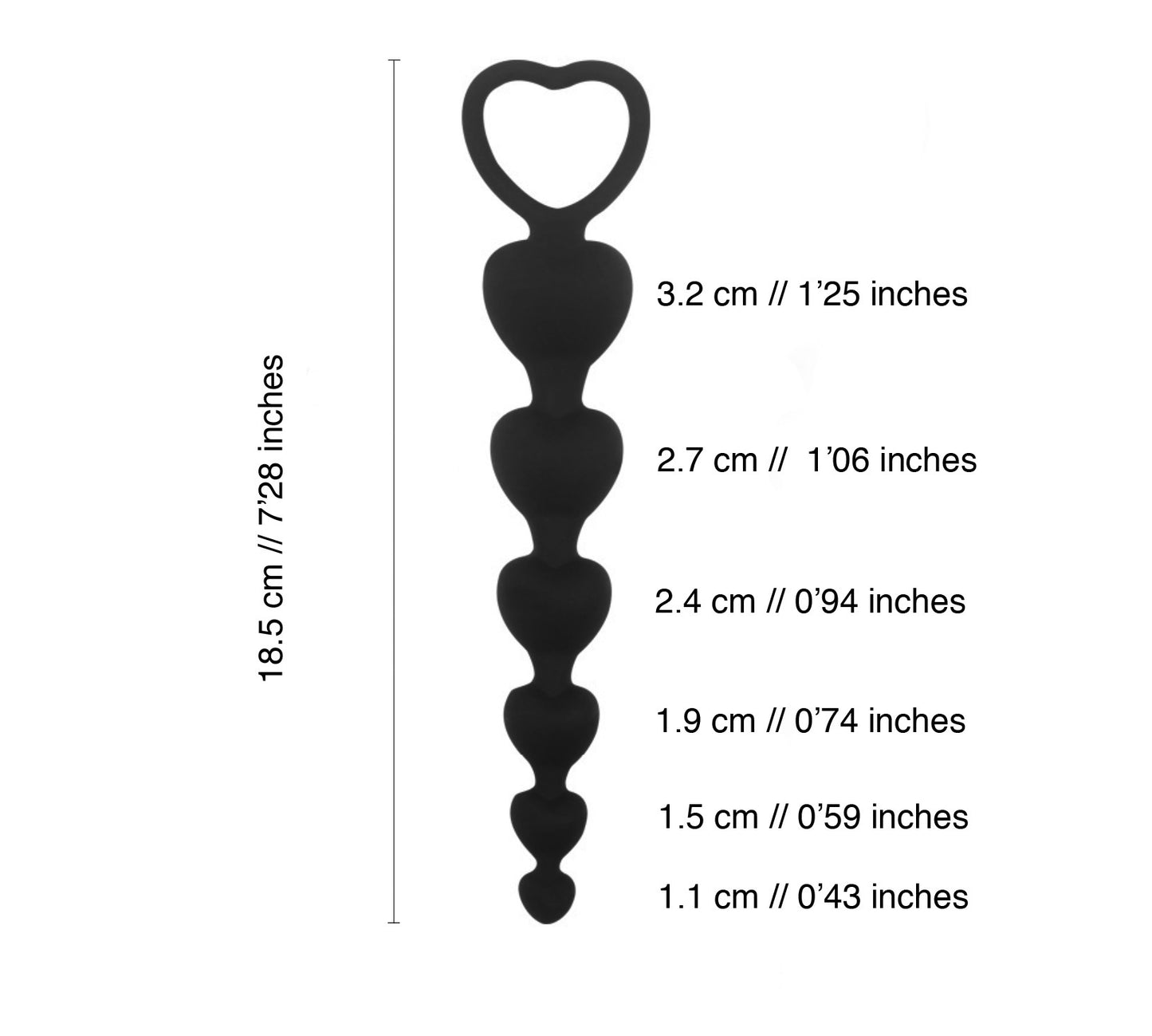 Black small heart shaped silicone butt plugs