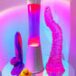 Pink big hentai fantasy dildo with strong suction cup