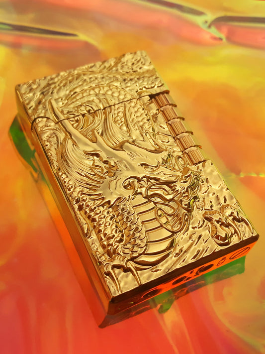 Windproof dragon golden lighter for stoner men
