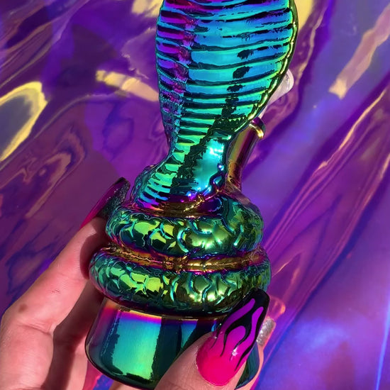 Rainbow cobra shaped glass bong for stoner girls
