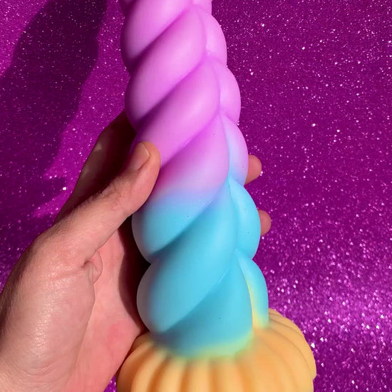 Pretty unicorn fantasy dildo with suction cup
