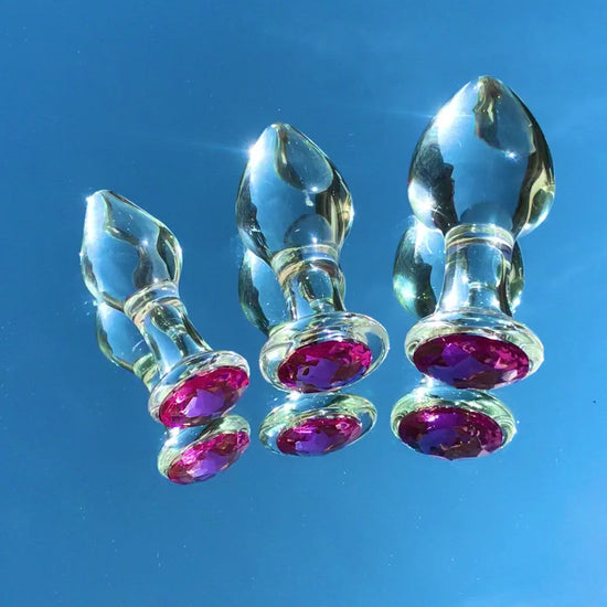 Pink diamond glass butt plugs. S/M/L Sizes