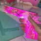 Custom pink resin gun lamp with flowers and glitter