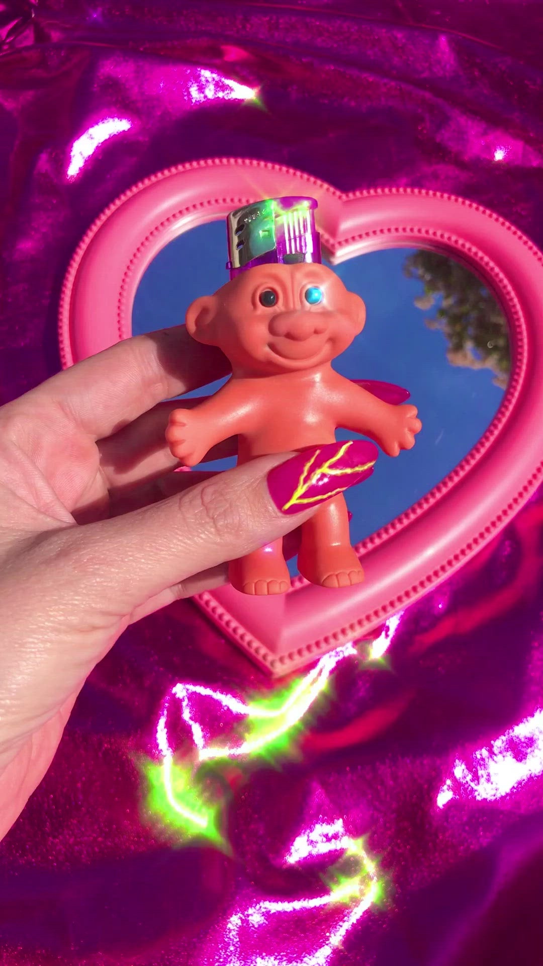 Cute vintage troll doll lighter case for a stoner girl