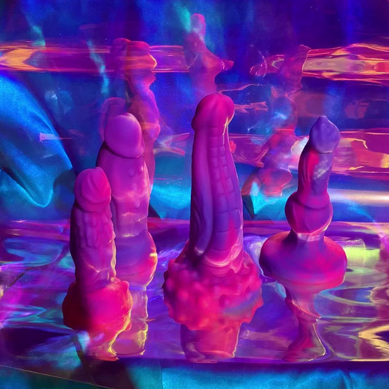 Pink & purple fantasy monster dildos with suction cup