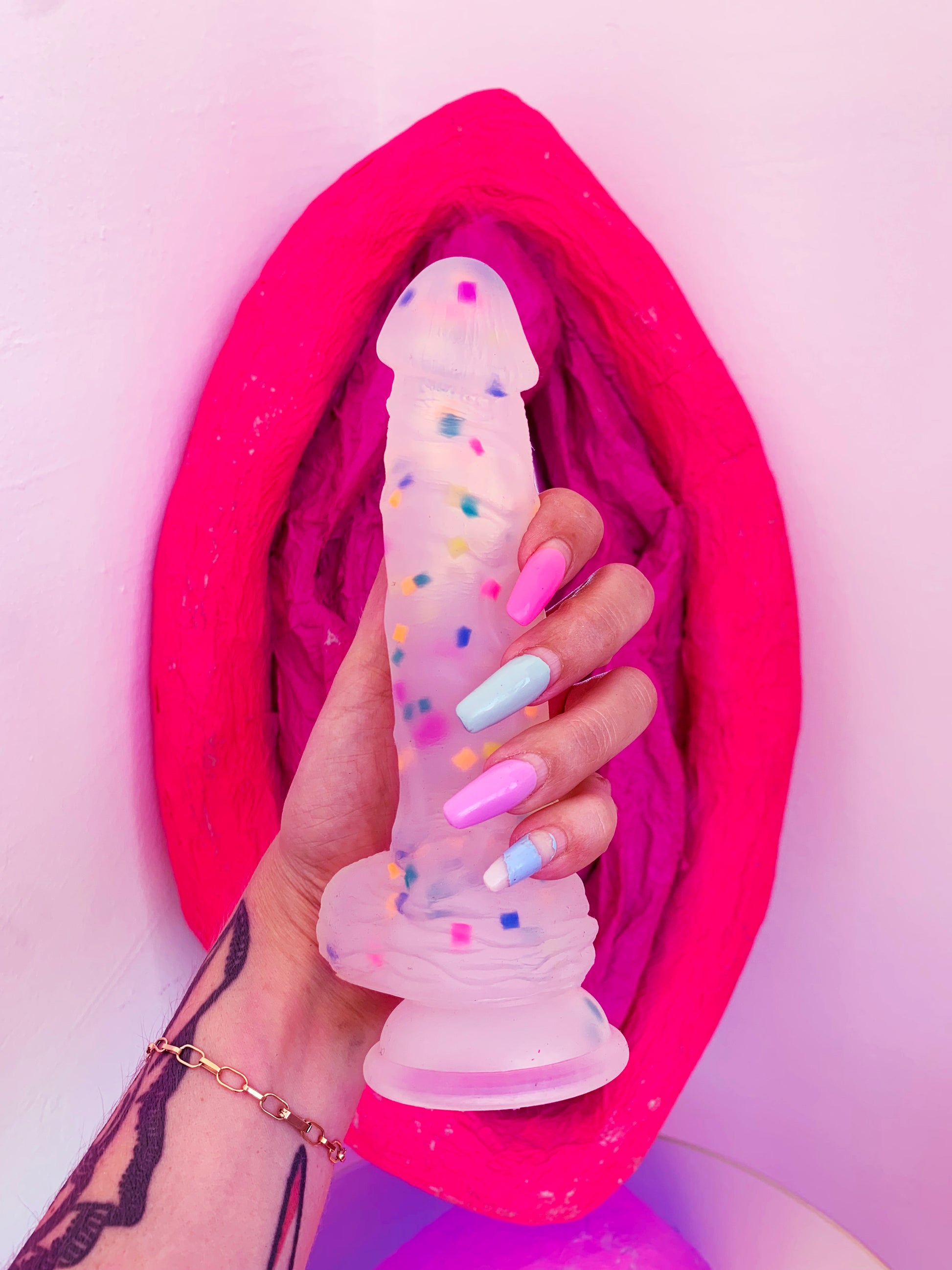 Kawaii confetti dildo with suction cup