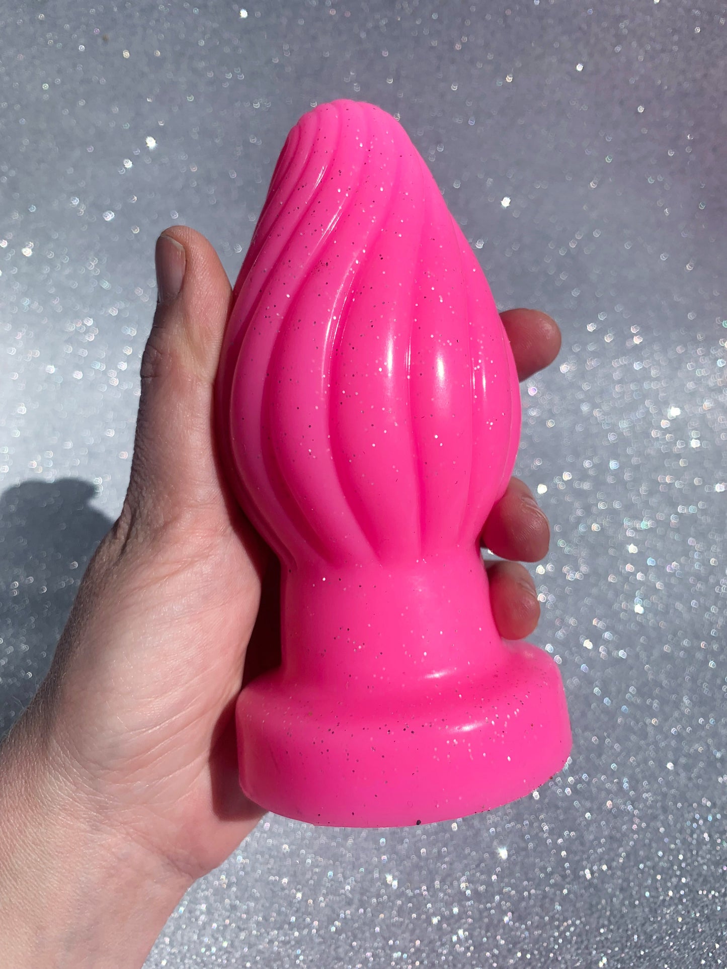 Big pink fantasy silicone butt plug