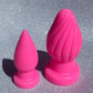 Big pink fantasy silicone butt plugs with glitter