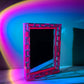 Pink resin selfie mirror with chain