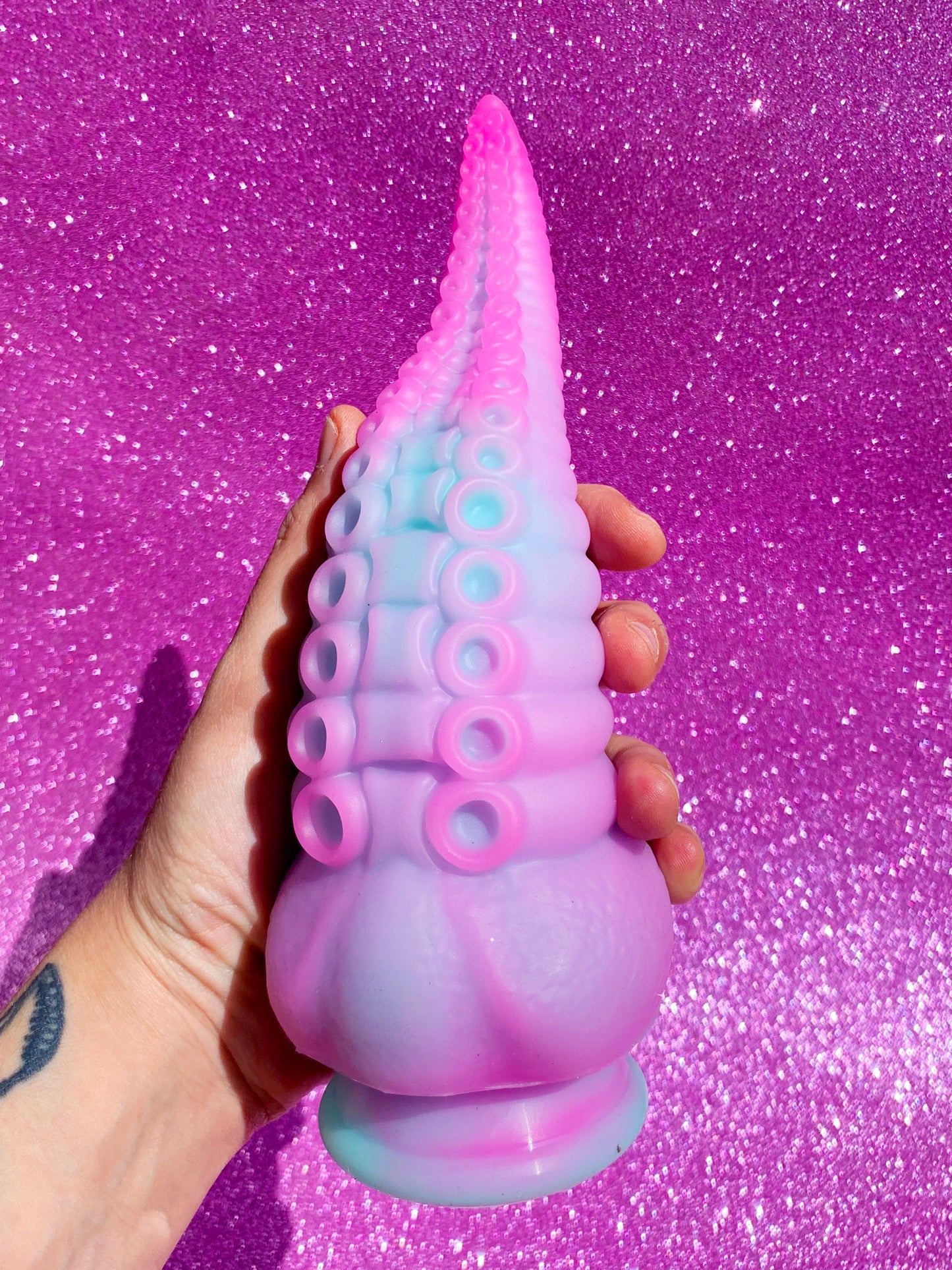 Cute hentai pink tentacle dildo with suction cup