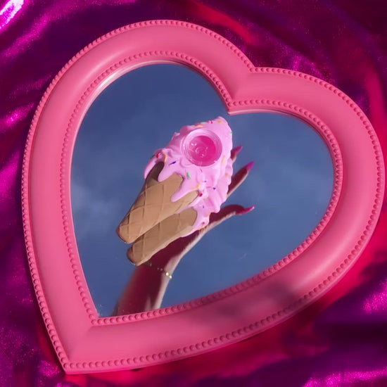 Pink ice cream cone silicone pipe for stoner girls