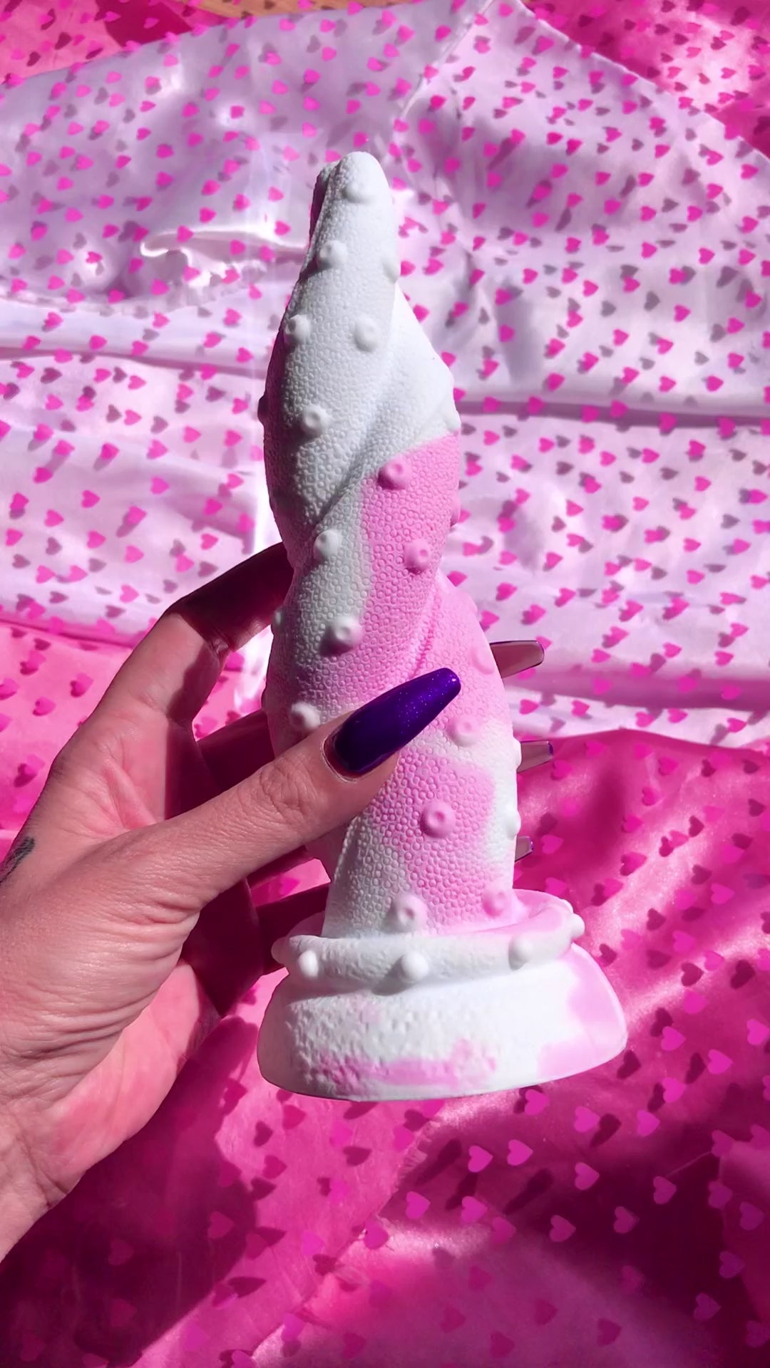 Pink & white kawaii tentacle dildo with suction cup