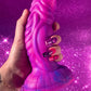 Pink glitter fantasy dildo with strong suction cup made of silicone