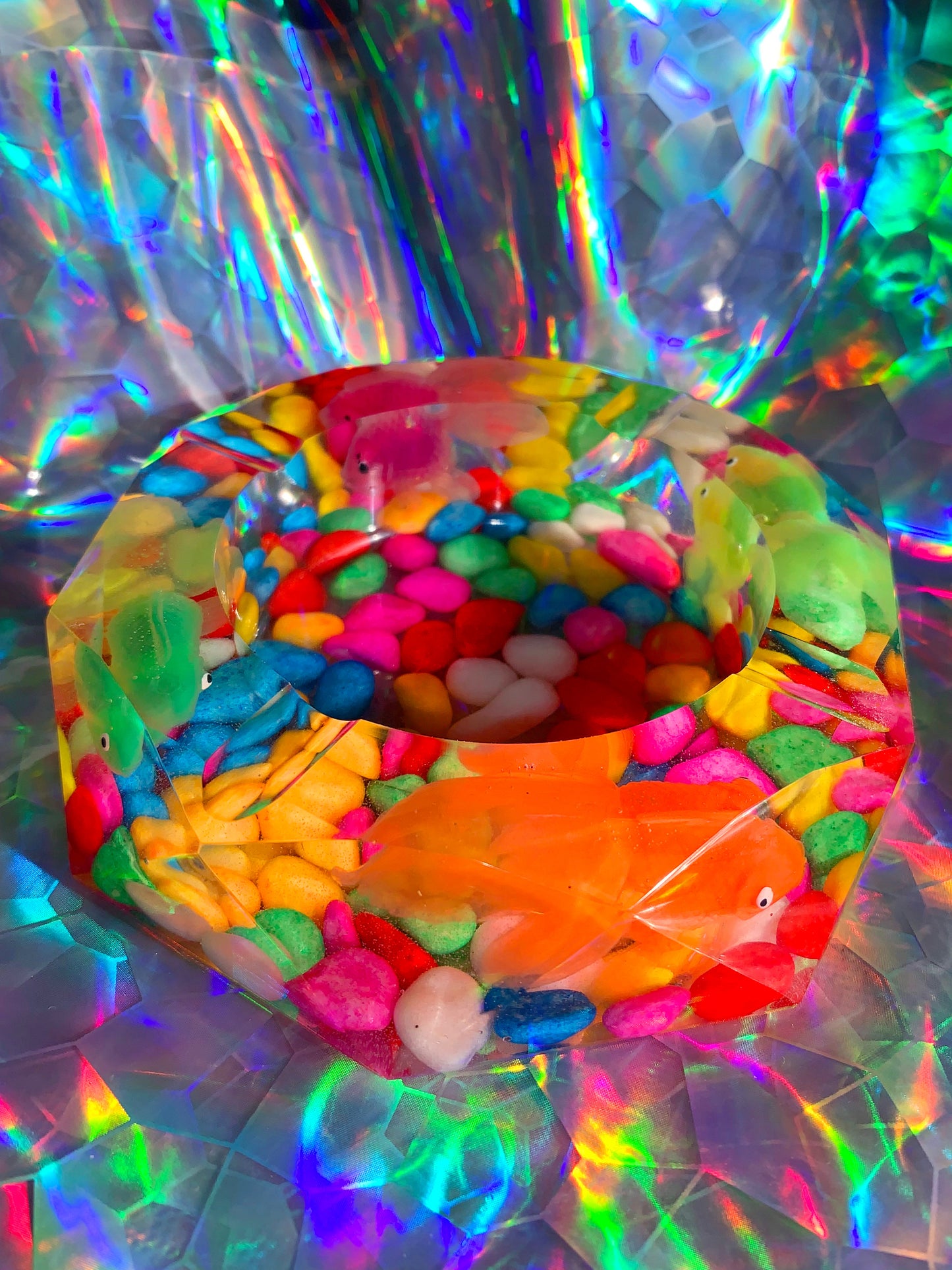 Pretty fish tank rainbow resin ashtray for stoner girls