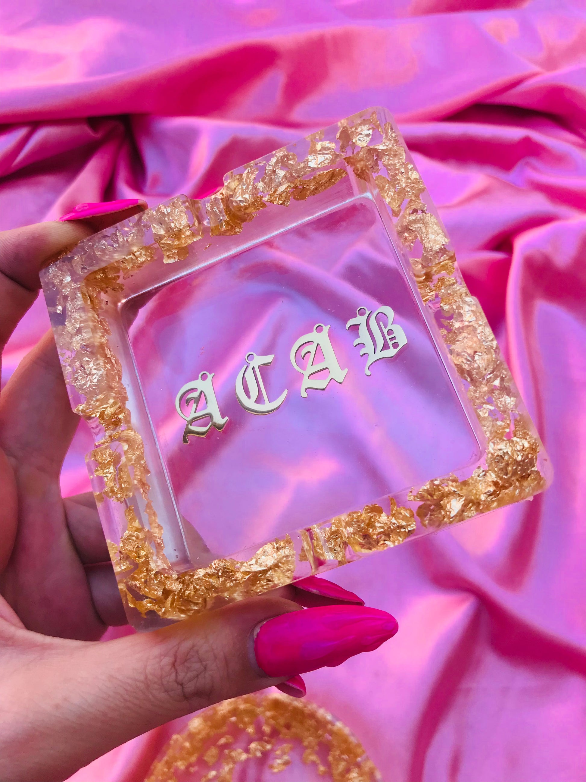 Gold ACAB resin ashtray for stoner girls