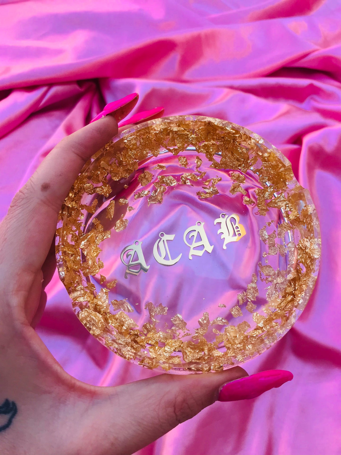 Gold ACAB resin ashtray for stoner girls