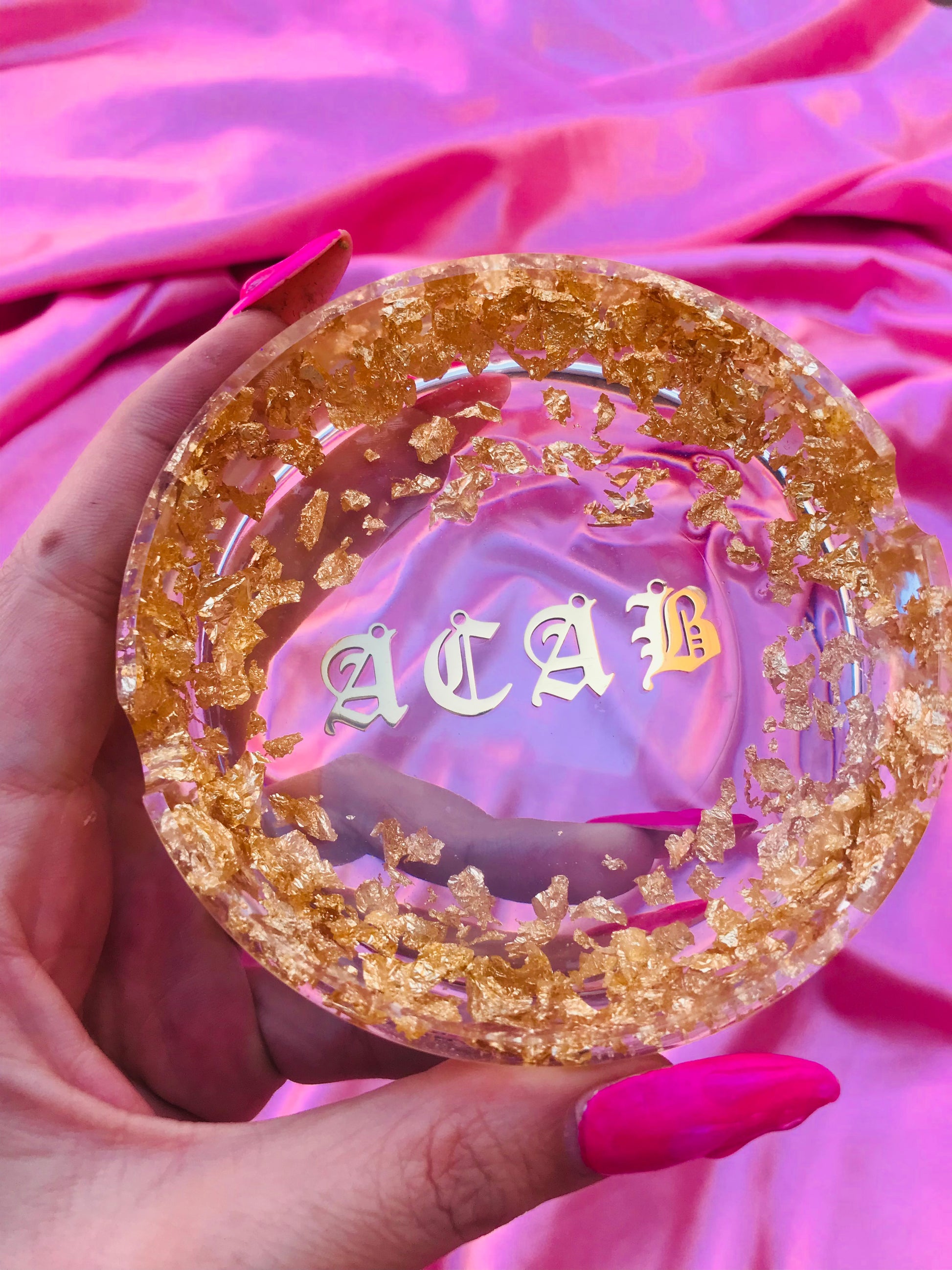 Gold ACAB resin ashtray for stoner girls