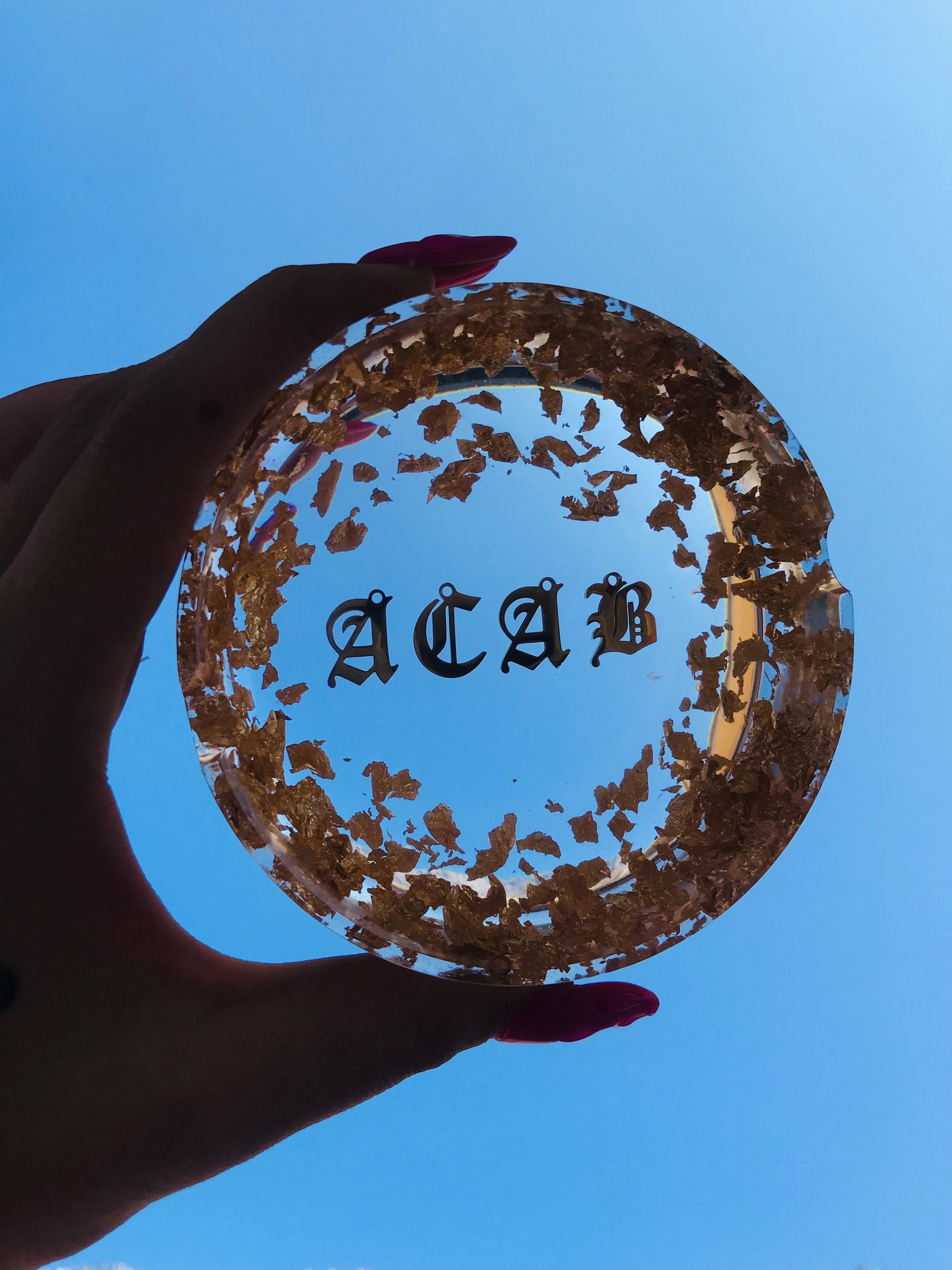 Gold ACAB resin ashtray for stoner girls