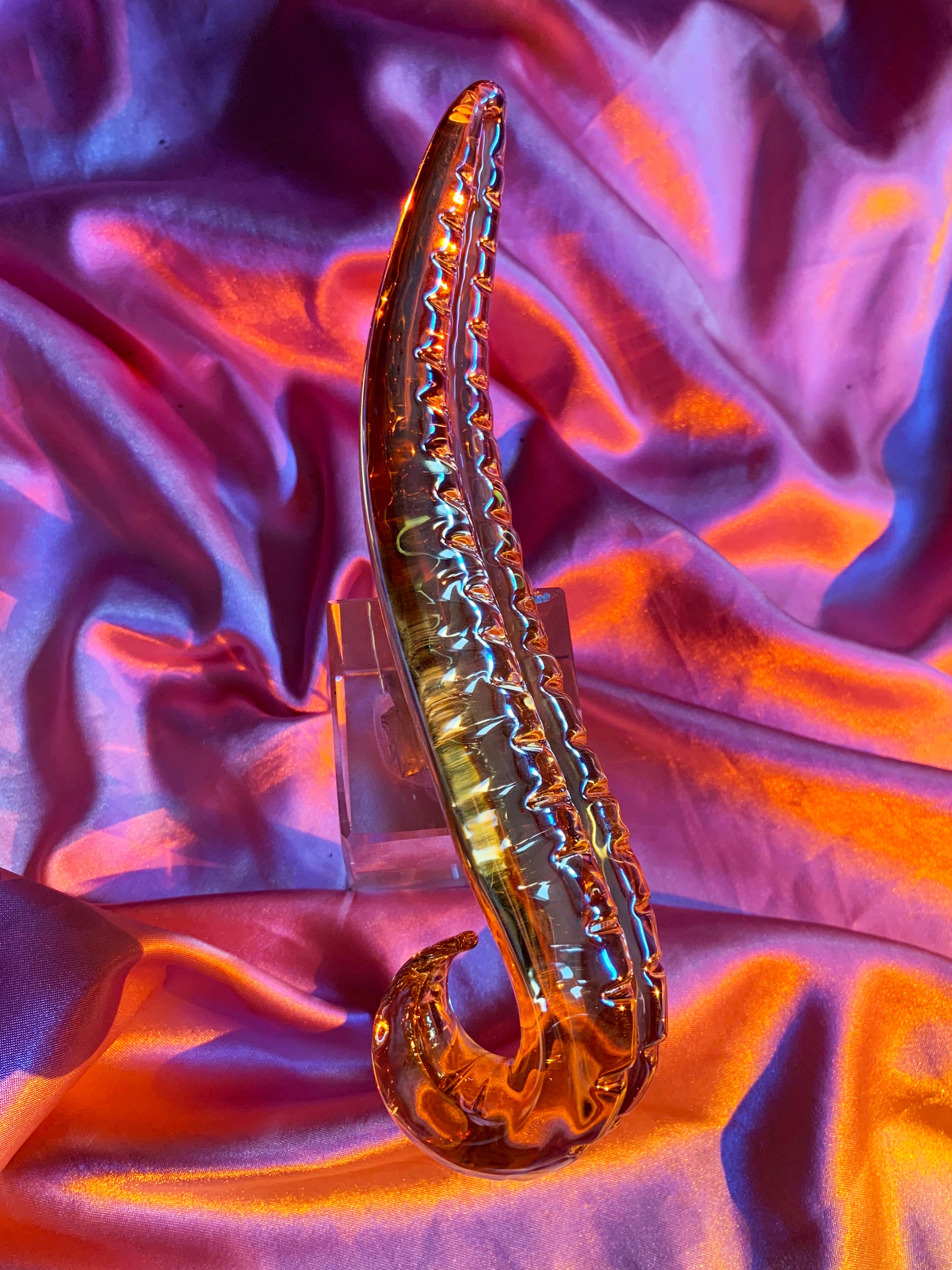 Luxurious golden glass tentacle dildo