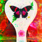 Heart shaped resin spanking paddle made of resin, flowers, butterflies and glitter