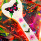 Heart shaped resin spanking paddle made of resin, flowers, butterflies and glitter