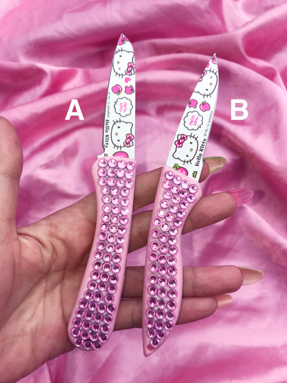 Hello Kitty pink Y2K knife made with shiny rhinestones