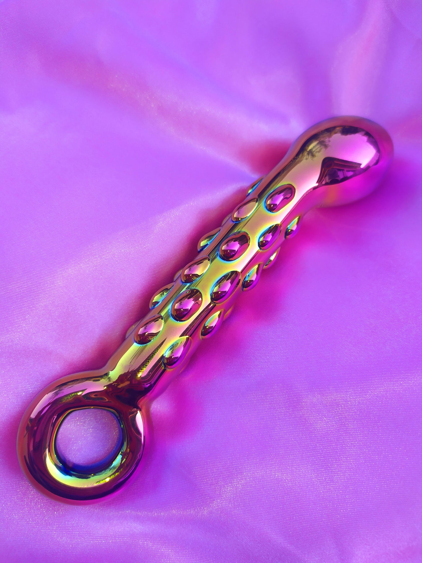 Holographic rainbow glass dildo